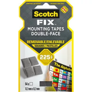   Ragasztó négyzetek, kétoldalas, eltávolítható, 12,7x12,7 mm, 3M SCOTCH "Removable" 64 db