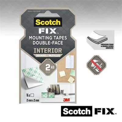 Ragasztó négyzetek, kétoldalú, 25,4 x 25,4 mm, 3M SCOTCH 16 db