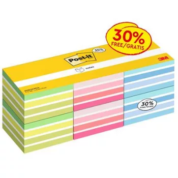   Öntapadó jegyzettömb, 76x76 mm, 6x450 lap, 3M POSTIT,  vegyes színek (szín nem választható) 2700 lap