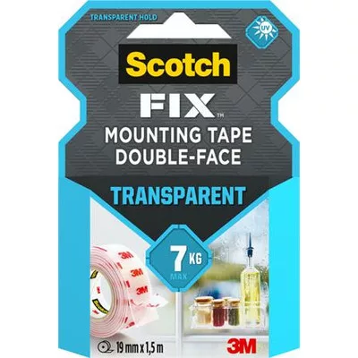 Ragasztószalag, áttetsző, kétoldalas, 19 mm x 1,5 m, 3M SCOTCH "Transparent" 1,5 méter
