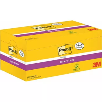   Öntapadó jegyzettömb csomag, 76x76 mm, 24x90 lap, 3M POSTIT "Super Sticky", vegyes 2160 lap