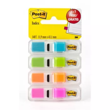   Jelölőcímke adagolóban, műanyag, 4x35 lap, 12x43 mm, 3M POSTIT, élénk színek 1 db