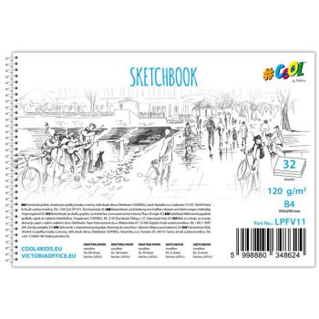   Vázlatfüzet, félfamentes, B4, spirál, 32 lap, COOL BY VICTORIA