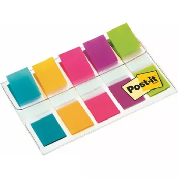   Jelölőcímke, műanyag, 5x20 lap, 12x43 mm, 3M POSTIT, vegyes 100 lap