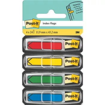   Jelölőcímke, műanyag, 4x24 lap, 11,9x43,2 mm, nyíl, 3M POSTIT, vegyes 96 lap