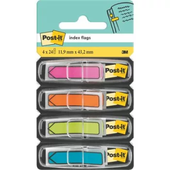   Jelölőcímke, műanyag, 4x24 lap, 11,9x43,2 mm, nyíl, 3M POSTIT, vegyes 96 lap