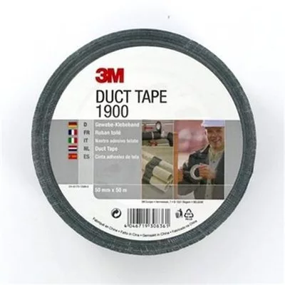 Ragasztószalag, szövet, 50 mm x 50 m, 3M "Duct Tape 1900", fekete, 24 tekercs 24 db