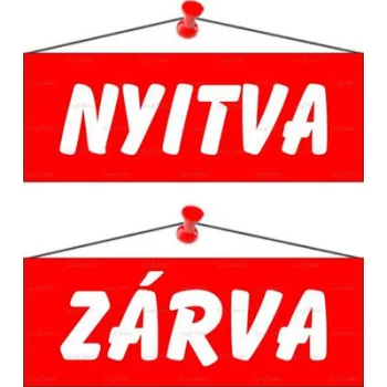   Információs tábla, 22x8,5 cm, kétoldalas, "Nyitva/Zárva", piros 1 db