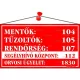 Információs tábla, 22,5x12,5 cm, "Mentők tűzoltók, rendőrség telefonszámok", piros 1 db