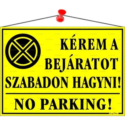 Információs tábla, 35x25 cm, "Kérem a bejáratot szabadon hagyni!", sárga 1 db