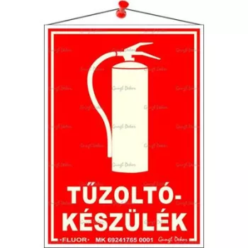   Információs tábla, 12,5x17,5 cm, fluoreszkáló, utánvilágítós, "Tűzoltókészülék" 1 db