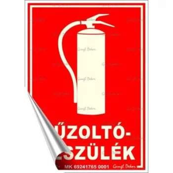   Információs matrica, 12,5x17,5 cm, fluoreszkáló, utánvilágítós, "Tűzoltókészülék" 1 db