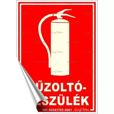Információs matrica, 12,5x17,5 cm, fluoreszkáló, utánvilágítós, "Tűzoltókészülék" 1 db