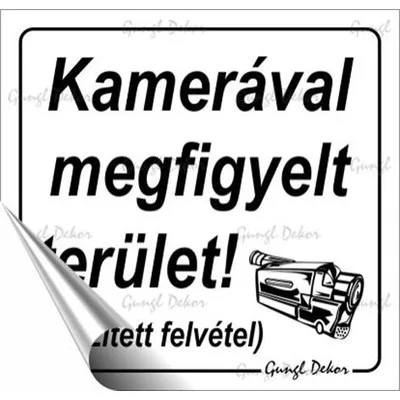 Információs matrica, 8,7x8,3 cm, "Kamerával megfigyelt terület" 1 db