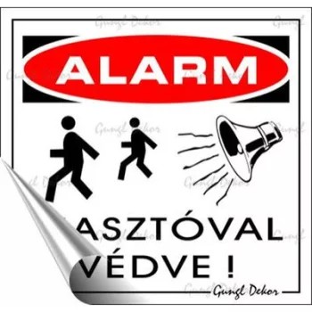   Információs matrica, 8,7x8,3 cm, "Riasztóval védve" 1 db