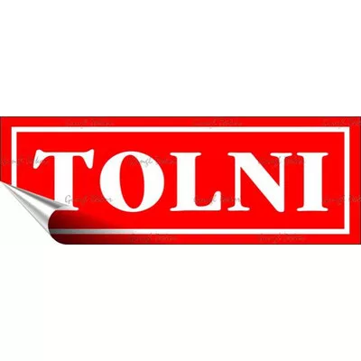 Információs matrica, 14x5 cm, "Tolni", piros 1 db