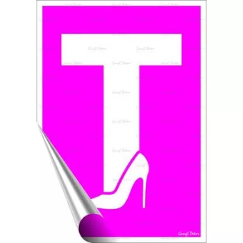   Információs matrica, 25x17,5 cm, tanuló vezető T betű, női, pink 1 db