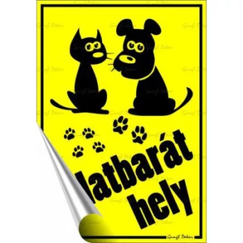   Információs matrica, 11,6x16,6 cm, "Állatbarát hely" 1 db