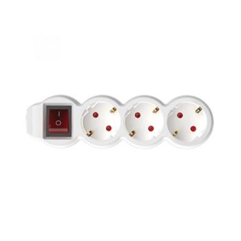   Elosztósor, 3 csatlakozóaljzat, 3 m kábelhosszúság, kapcsolóval, HOME, fehér