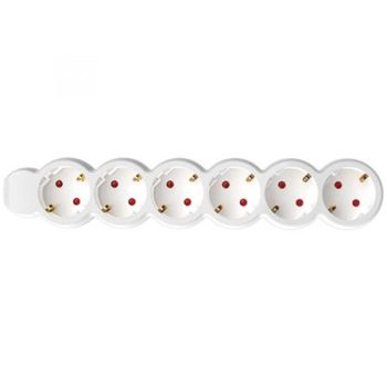   Elosztósor, 6 csatlakozóaljzat, 1,5 m kábelhosszúság, HOME, fehér