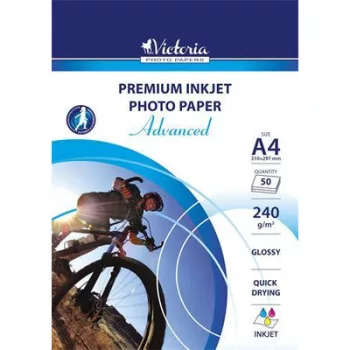   Fotópapír, tintasugaras, A4, 240 g, fényes, VICTORIA PAPER "Advanced" (kifutó)