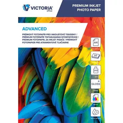 Fotópapír, tintasugaras, A4, 240 g, fényes, VICTORIA PAPER "Advanced"