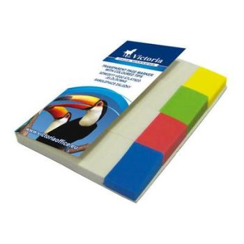   Jelölőcímke, műanyag, 4x40 lap, 20x50 mm, VICTORIA, vegyes szín