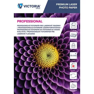 Fotópapír, lézer, A4, 200 g, fényes, kétoldalas, VICTORIA PAPER "Professional"