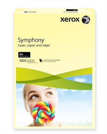 Másolópapír, színes, A4, 160 g, XEROX "Symphony", világossárga (pasztell) (250 lap)
