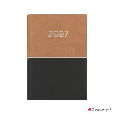 Naptár, tervező, A5, napi, DAYLINER "Contrast", barna-fekete 1 db