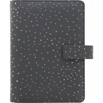   Kalendárium, gyűrűs, betétlapokkal, personal méret, FILOFAX, "Confetti", fekete 1 db