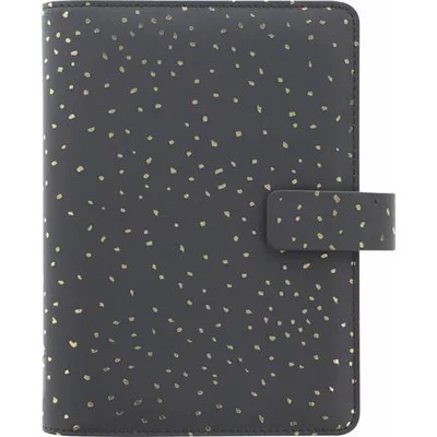 Kalendárium, gyűrűs, betétlapokkal, personal méret, FILOFAX, "Confetti", fekete 1 db