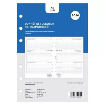   Kalendárium betét, tervező, heti, A5 (L), FILOFAX, 2027. 1 db