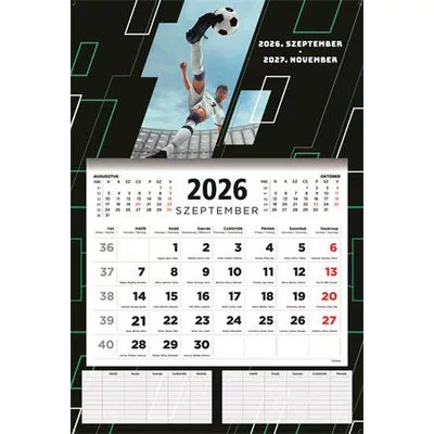 Naptár, fali, diák, 2026/2027 tanév, TOPTIMER, "Foci" 1 db