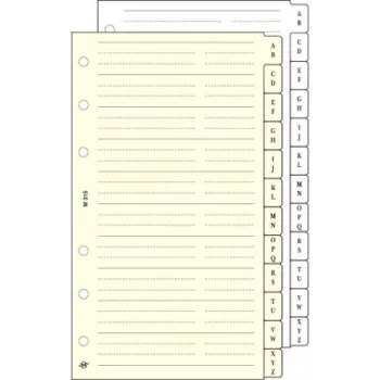   Kalendárium betét, telefonregiszter, "M", SATURNUS, chamois 12 lap