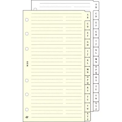 Kalendárium betét, telefonregiszter, "M", SATURNUS, chamois 12 lap