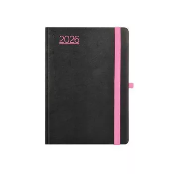   Naptár, tervező, A5, heti, TOPTIMER, "Nero", fekete-pink 1 db