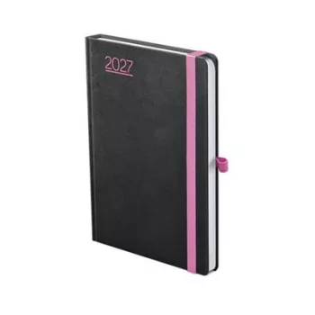   Naptár, tervező, A5, napi, TOPTIMER, "Nero", fekete-pink 1 db