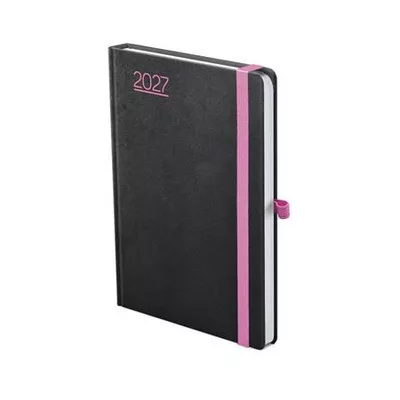 Naptár, tervező, A5, napi, TOPTIMER, "Nero", fekete-pink 1 db