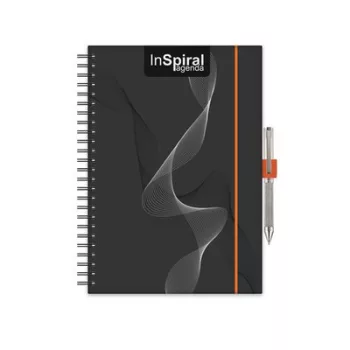   Naptár, tervező, A5, heti, DAYLINER, "InSpiral", fekete-narancs 1 db