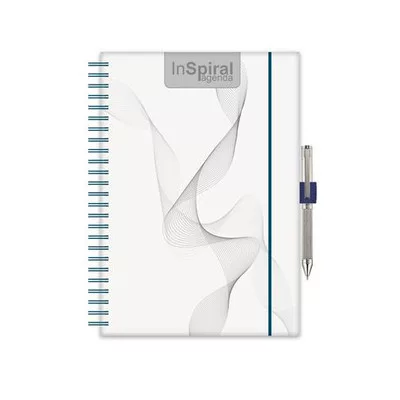 Naptár, tervező, A5, heti, DAYLINER, "InSpiral", fehér-kék 1 db