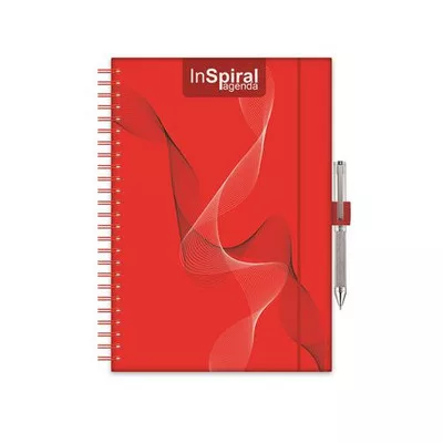Naptár, tervező, A5, heti, DAYLINER, "InSpiral", piros-piros 1 db