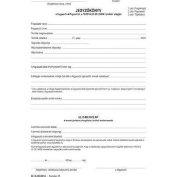   Nyomtatvány, jegyzőkönyv a fogyasztó minőségi kifogásáról, 25x3, A5, VICTORIA PAPER, "B.13-233", 20 tömb/csomag