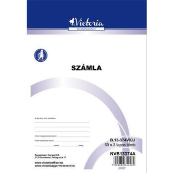   Nyomtatvány, számlatömb, egy ÁFÁs, 50x3, A5, VICTORIA PAPER, "B.13-374", 10 tömb/csomag