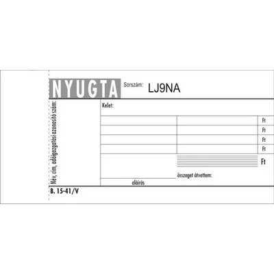 Nyomtatvány, nyugta 4 soros, 50x2, VICTORIA PAPER "B.15-41", 20 tömb/csomag 1000 garn