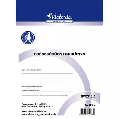Nyomtatvány, egészségügyi kiskönyv, A6, VICTORIA PAPER "C.3151-2" 200 db