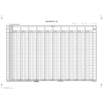   Nyomtatvány, jelenléti ív, 1 hónap-10 fő, A3, VICTORIA PAPER "C.60-3"