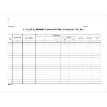   Nyomtatvány, szigorú számadású nyomtatványok nyilvántartása, 25 lap, A4, VICTORIA PAPER, 10 tömb/csomag