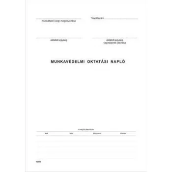   Nyomtatvány, munkavédelmi oktatási napló, 40 oldal, A4, VICTORIA PAPER, 10 tömb/csomag 10 db