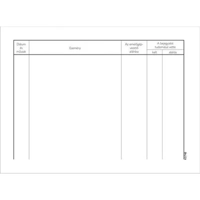 Nyomtatvány, emelőgépnapló, 25 lap, A5, VICTORIA PAPER, 20 tömb/csomag 20 db